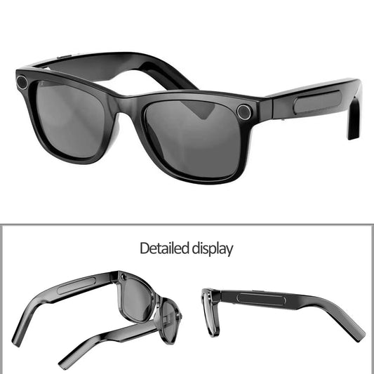W&O AG18 AG11 Smart AI Glasses with 8MP Camera, 2K HD Video Recording, Integrated AI Voice Assistant, Real-Time Translation, Wireless Bluetooth Audio, and Music for Men and Women